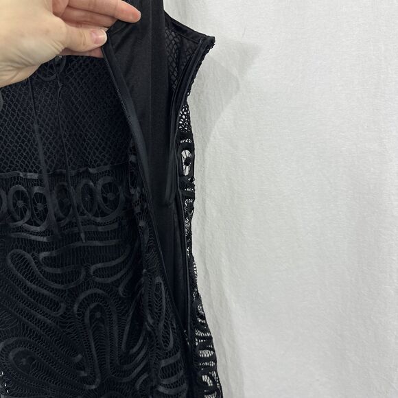 Guess Collection Black Silk Embroidered Lace Fringe Slip Dress Womens S Whimsy - Picture 12 of 14